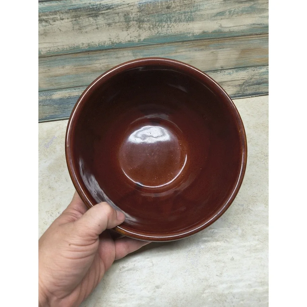 VINTAGE MARCREST DAISY DOT BROWN OVEN PROOF‎ STONEWARE MIXING BOWL 8